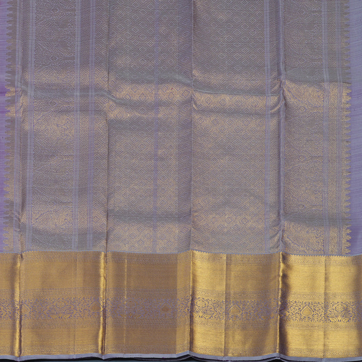Hayagrivas Handloom Purple Kanjivaram Silk Saree with Bluish-Grey Border KBE2340B2-4