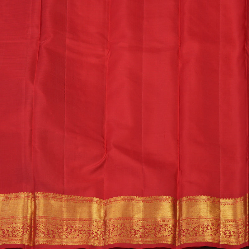 Hayagrivas Handloom Half-White Kanjivaram Silk Saree with Red Border KBE2340B5-1
