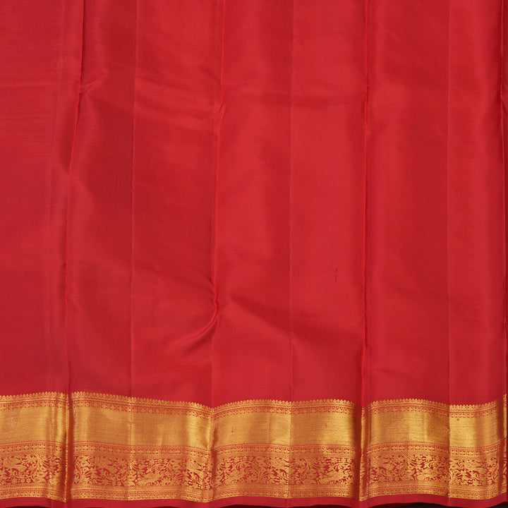 Hayagrivas Handloom Half-White Kanjivaram Silk Saree with Red Border KBE2340B5-1