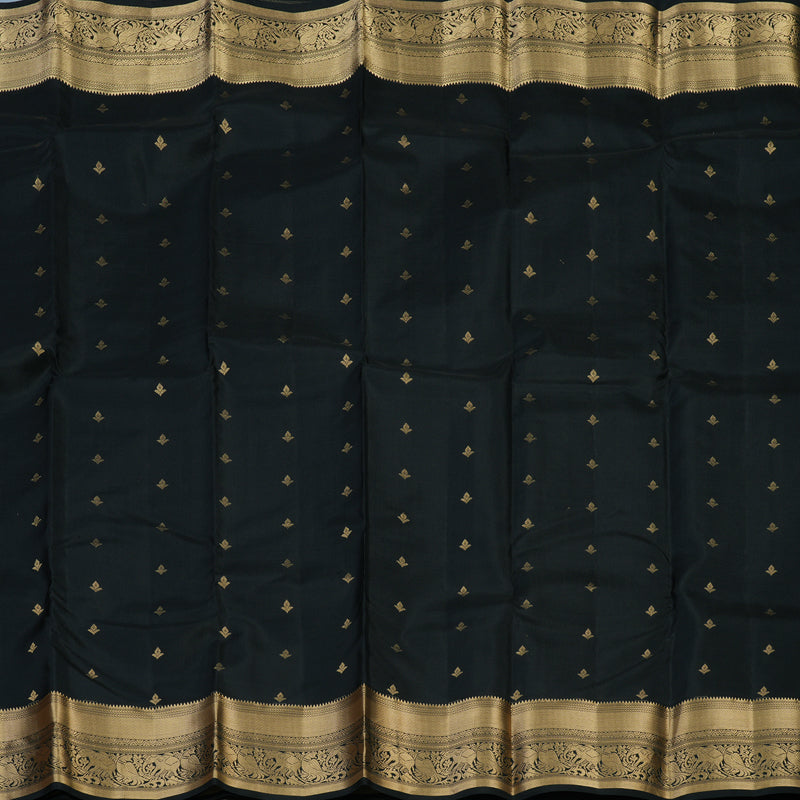 Hayagrivas Handloom Black Kanjivaram Silk Saree KBE2342B5-9