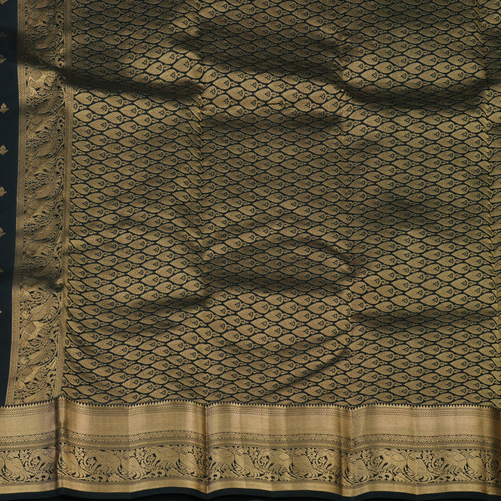 Hayagrivas Handloom Black Kanjivaram Silk Saree KBE2342B5-9