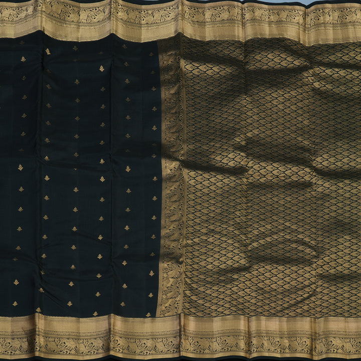 Hayagrivas Handloom Black Kanjivaram Silk Saree KBE2342B5-9