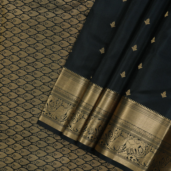 Hayagrivas Handloom Black Kanjivaram Silk Saree KBE2342B5-9