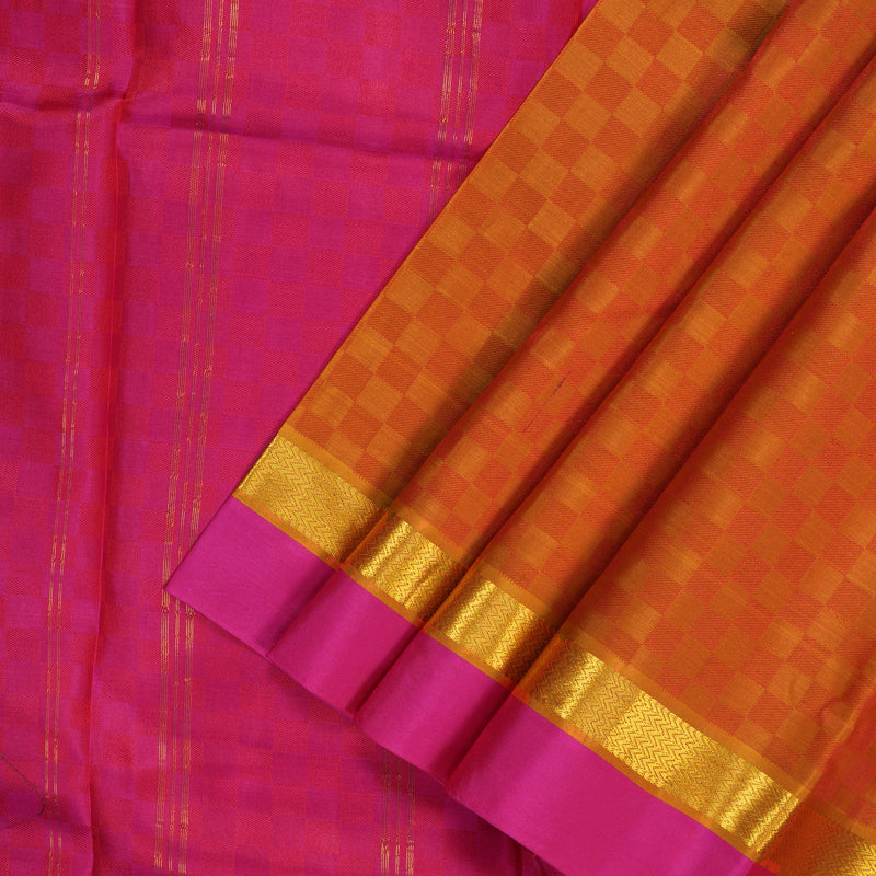 Hayagrivas Handloom Orange Kanjivaram Silk Saree KBE2344B5-5