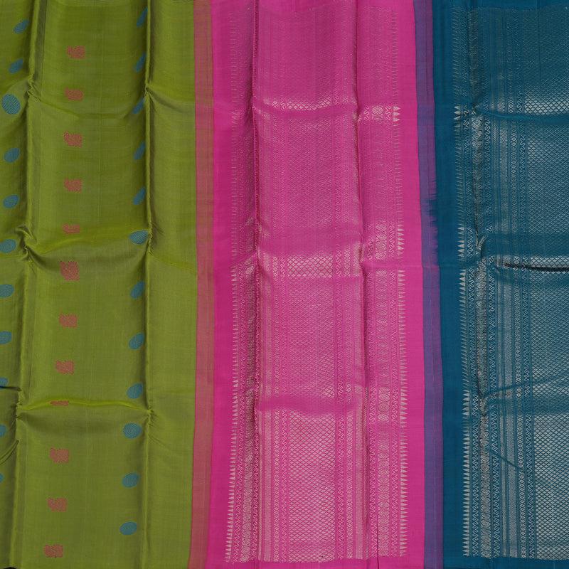 Hayagrivas Handloom Olive Green Kanjivaram Silk Saree KBE2345B1-3