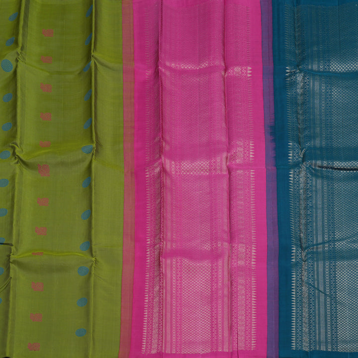 Hayagrivas Handloom Olive Green Kanjivaram Silk Saree KBE2345B1-3