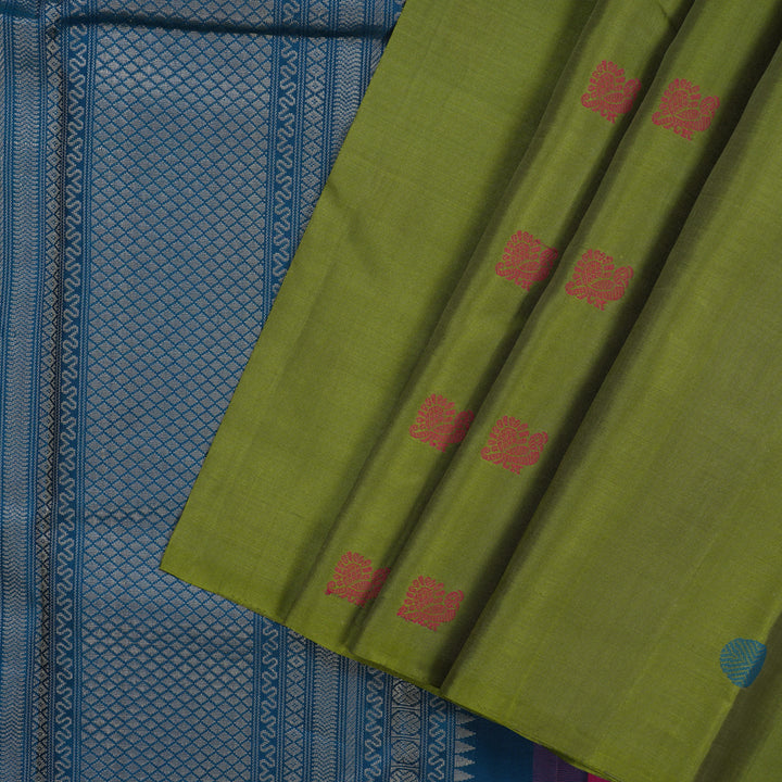 Hayagrivas Handloom Olive Green Kanjivaram Silk Saree KBE2345B1-3