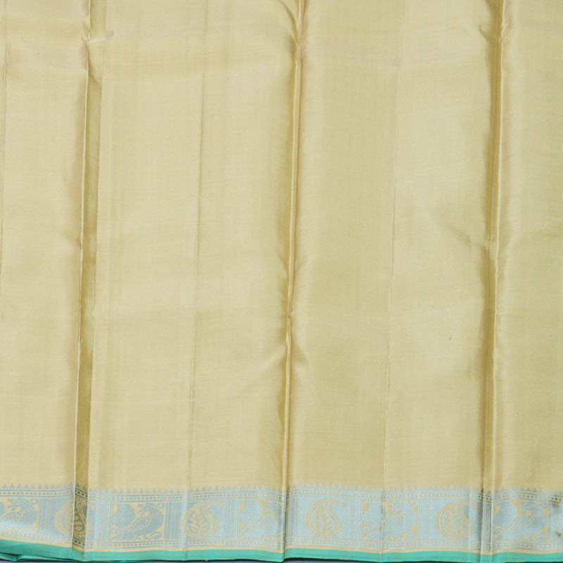 Hayagrivas Handloom Pista Green Kanjivaram Silk Saree with Beige Border KBE2345B10-3