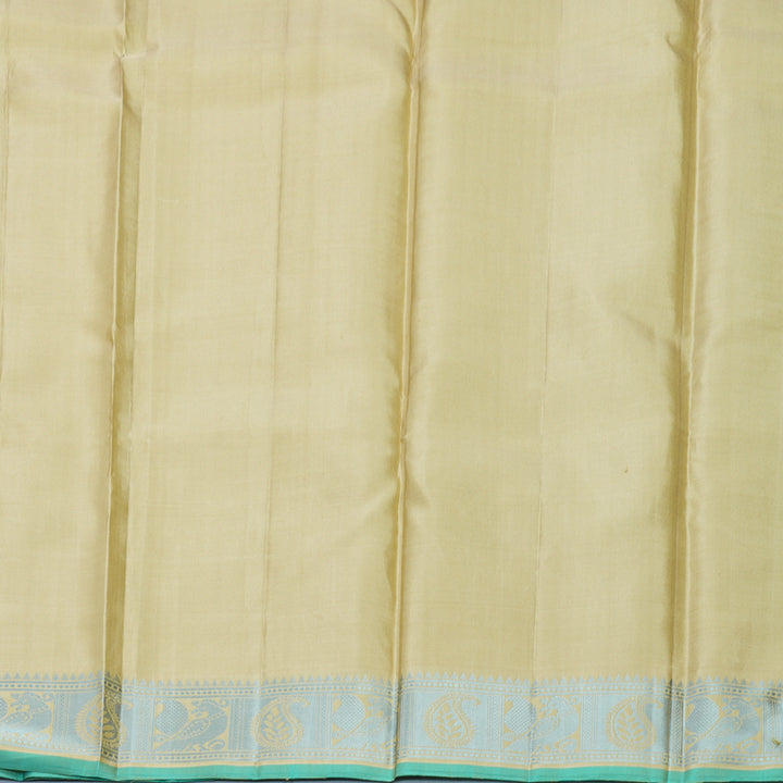 Hayagrivas Handloom Pista Green Kanjivaram Silk Saree with Beige Border KBE2345B10-3