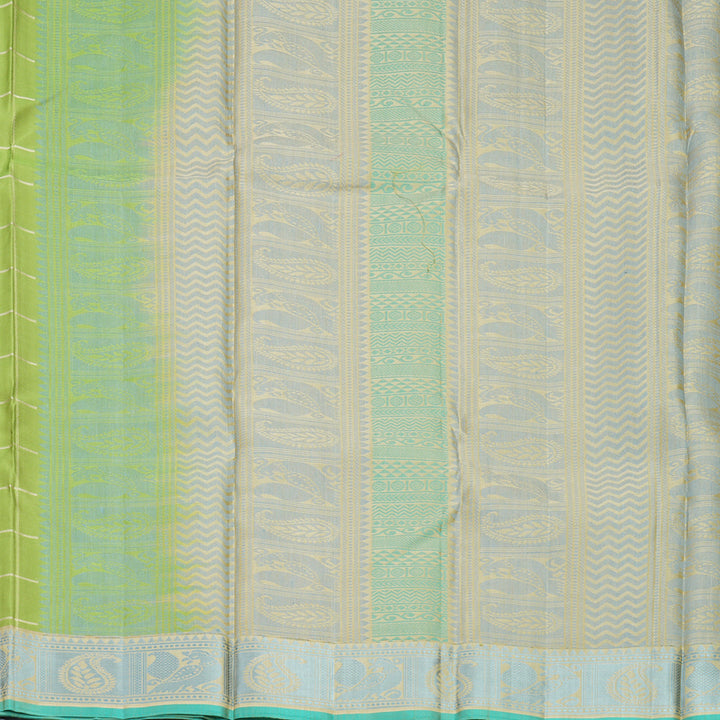 Hayagrivas Handloom Pista Green Kanjivaram Silk Saree with Beige Border KBE2345B10-3