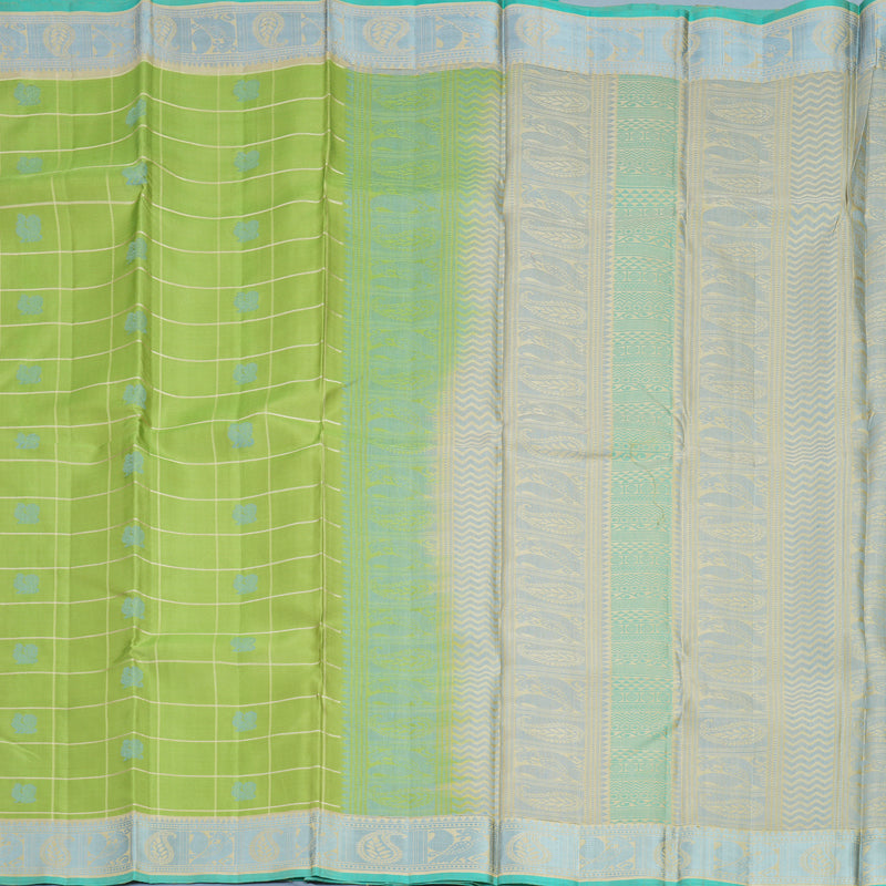 Hayagrivas Handloom Pista Green Kanjivaram Silk Saree with Beige Border KBE2345B10-3