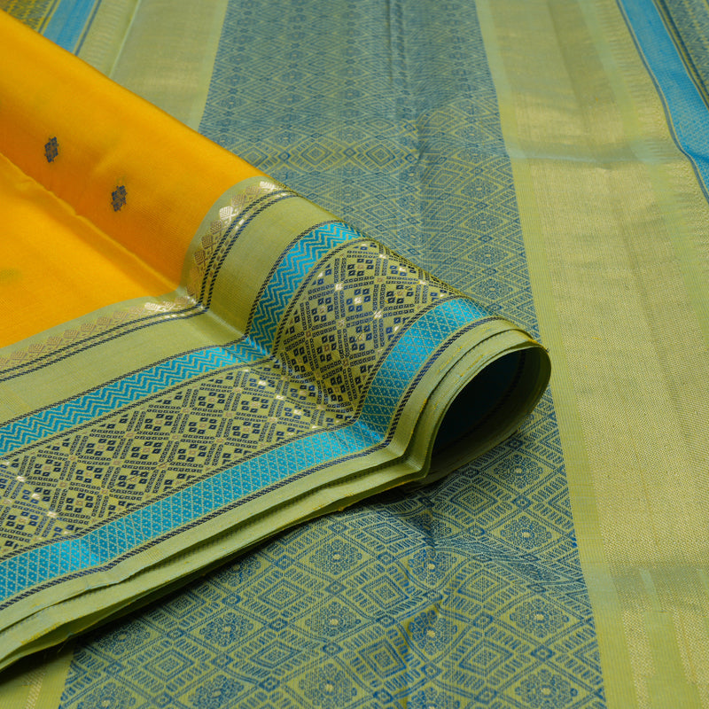Hayagrivas Handloom Yellow Kanjivaram Silk Saree with Pista Green Border KBE2345B11-7