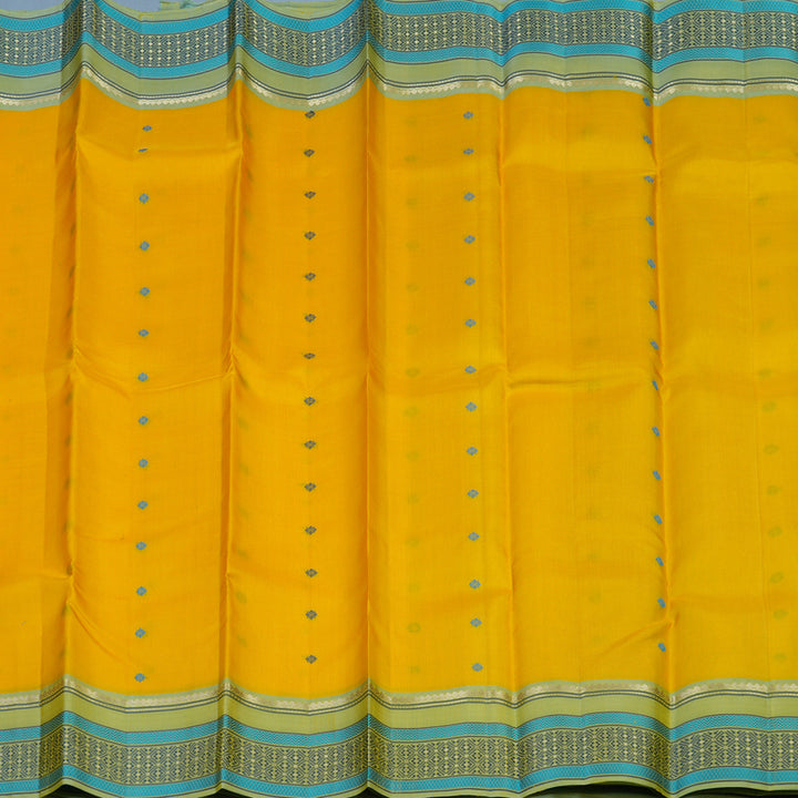 Hayagrivas Handloom Yellow Kanjivaram Silk Saree with Pista Green Border KBE2345B11-7