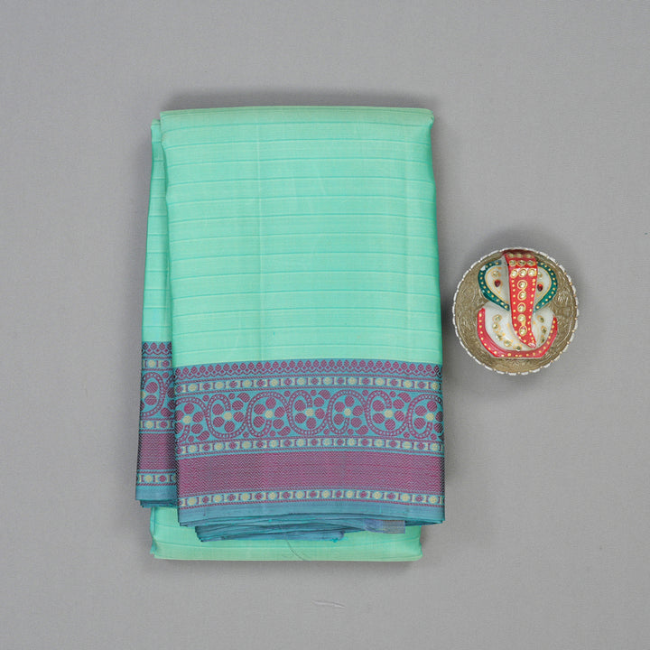 Hayagrivas Handloom Sea Green Kanjivaram Silk Saree with Bluish-Grey Border KBE2345B12-2
