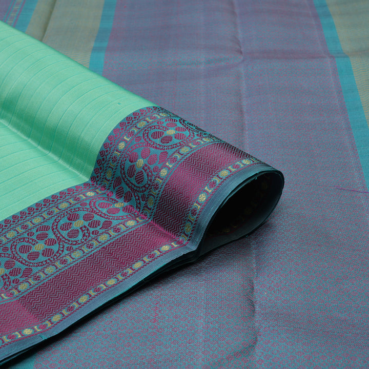 Hayagrivas Handloom Sea Green Kanjivaram Silk Saree with Bluish-Grey Border KBE2345B12-2