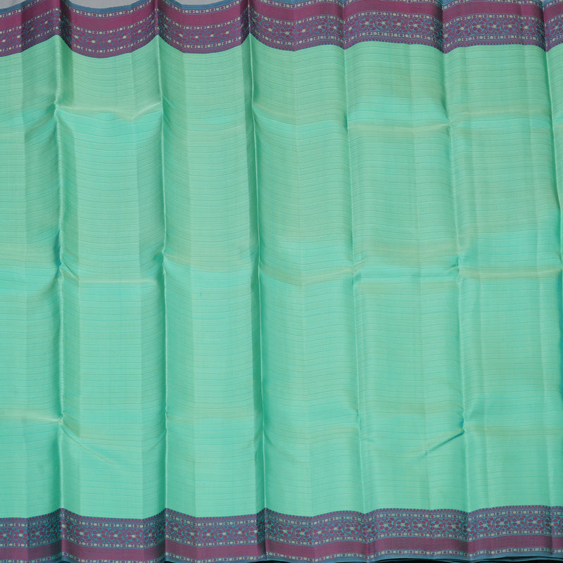 Hayagrivas Handloom Sea Green Kanjivaram Silk Saree with Bluish-Grey Border KBE2345B12-2