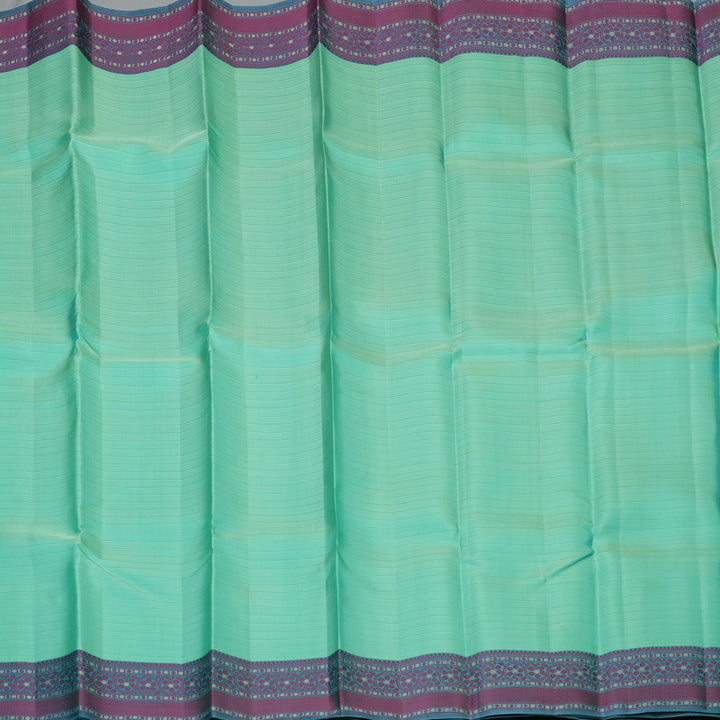Hayagrivas Handloom Sea Green Kanjivaram Silk Saree with Bluish-Grey Border KBE2345B12-2