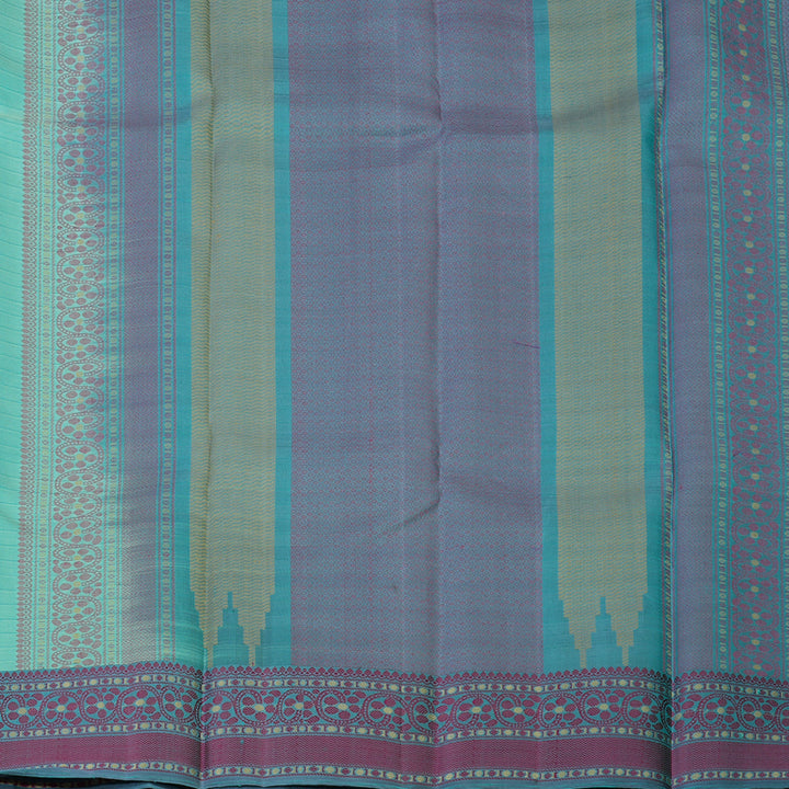 Hayagrivas Handloom Sea Green Kanjivaram Silk Saree with Bluish-Grey Border KBE2345B12-2