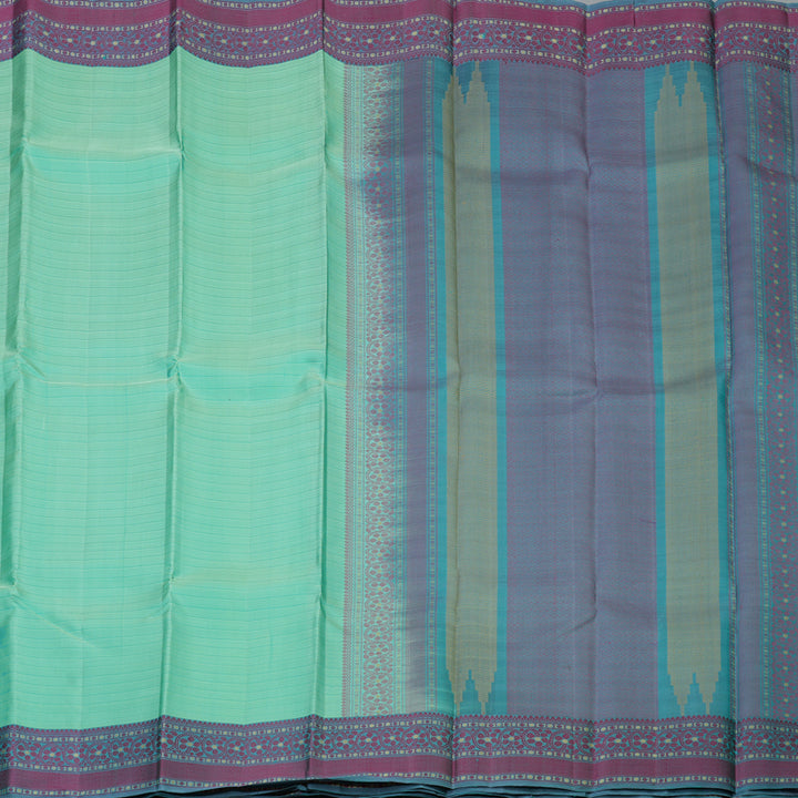 Hayagrivas Handloom Sea Green Kanjivaram Silk Saree with Bluish-Grey Border KBE2345B12-2