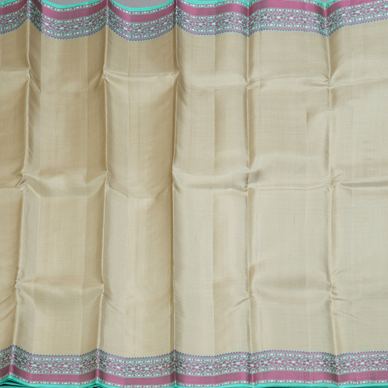 Hayagrivas Handloom Cream Kanjivaram Silk Saree with Sea Blue Border KBE2345B12-3