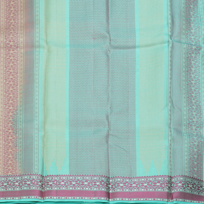 Hayagrivas Handloom Cream Kanjivaram Silk Saree with Sea Blue Border KBE2345B12-3
