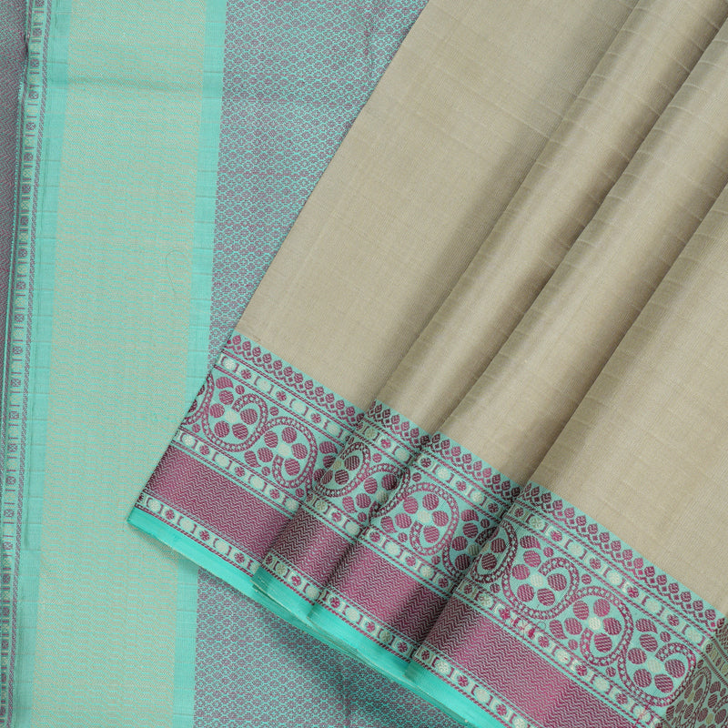 Hayagrivas Handloom Cream Kanjivaram Silk Saree with Sea Blue Border KBE2345B12-3