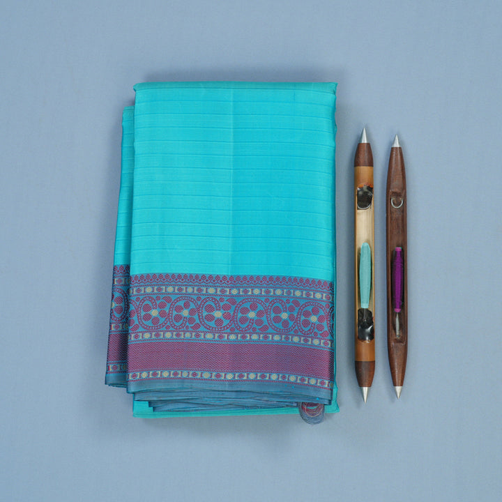 Hayagrivas Handloom Sea Blue Kanjivaram Silk Saree KBE2345B12-4