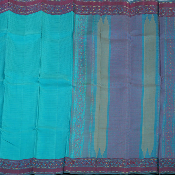 Hayagrivas Handloom Sea Blue Kanjivaram Silk Saree KBE2345B12-4