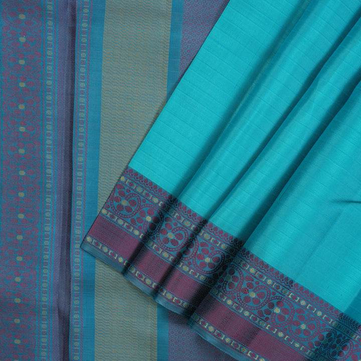 Hayagrivas Handloom Sea Blue Kanjivaram Silk Saree KBE2345B12-4