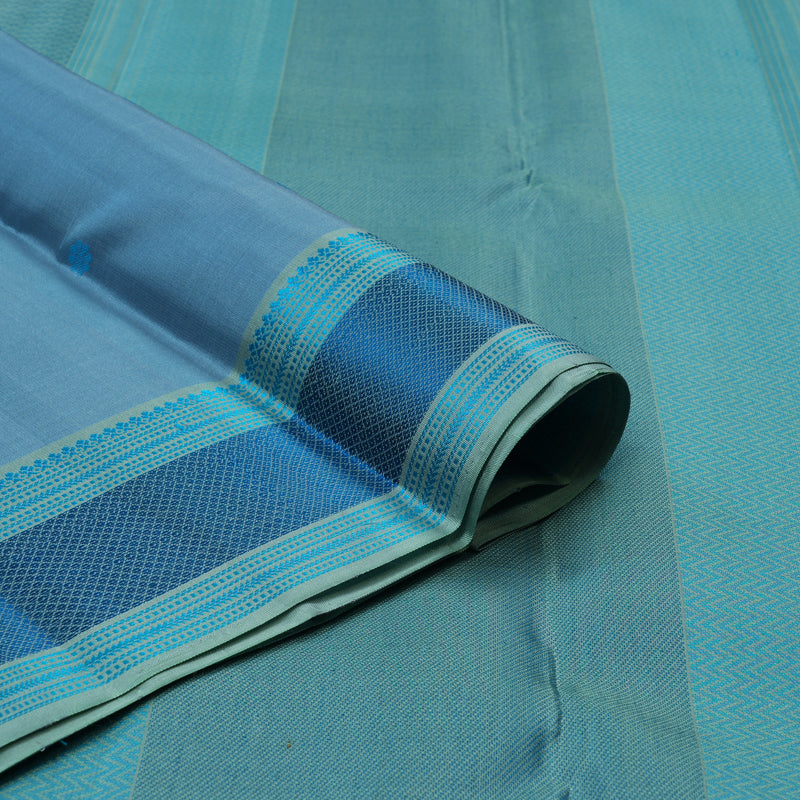 Hayagrivas Handloom Powder Blue Kanjivaram Silk Saree with Pastel Green Border KBE2345B14-1