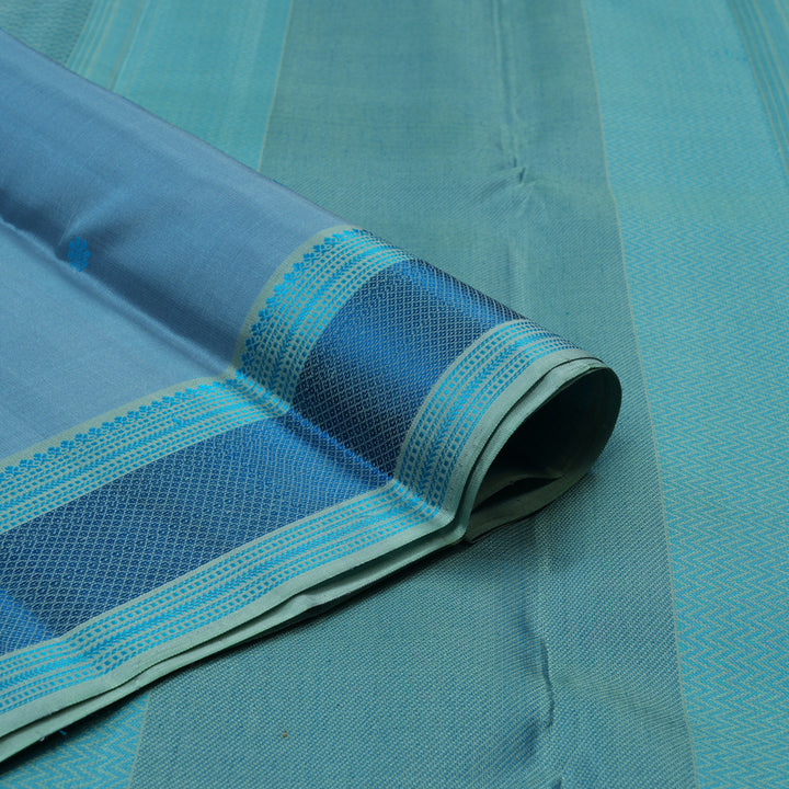 Hayagrivas Handloom Powder Blue Kanjivaram Silk Saree with Pastel Green Border KBE2345B14-1