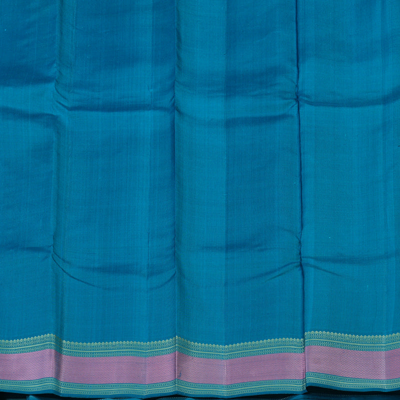 Hayagrivas Handloom Sky Blue Kanjivaram Silk Saree with Ramar Blue Border KBE2345B14-3