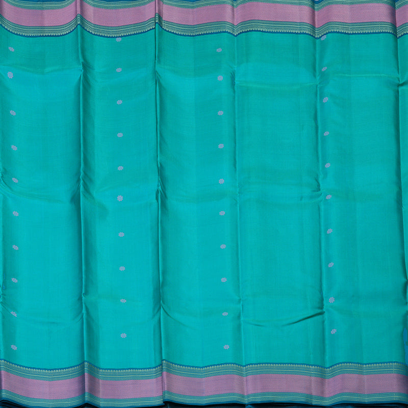 Hayagrivas Handloom Sky Blue Kanjivaram Silk Saree with Ramar Blue Border KBE2345B14-3