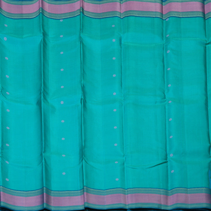 Hayagrivas Handloom Sky Blue Kanjivaram Silk Saree with Ramar Blue Border KBE2345B14-3