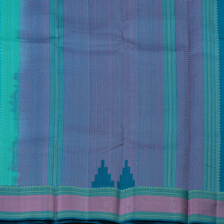 Hayagrivas Handloom Sky Blue Kanjivaram Silk Saree with Ramar Blue Border KBE2345B14-3