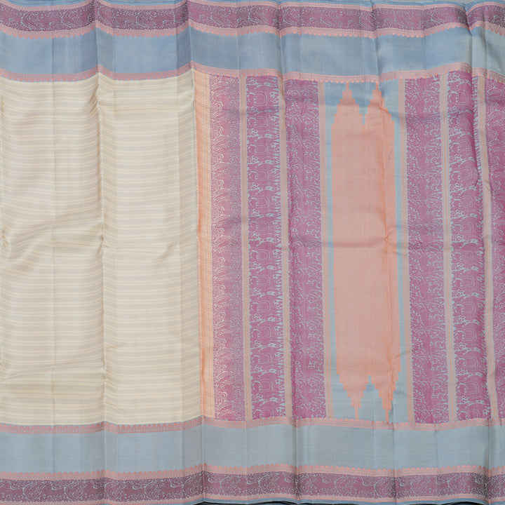 Hayagrivas Handloom Sandal Kanjivaram Silk Saree with Grey Border KBE2345B15-3