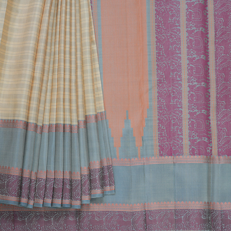 Hayagrivas Handloom Sandal Kanjivaram Silk Saree with Grey Border KBE2345B15-3