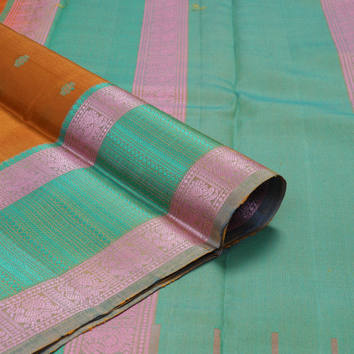 Hayagrivas Handloom Sunset Orange Kanjivaram Silk Saree KBE2345B21-1