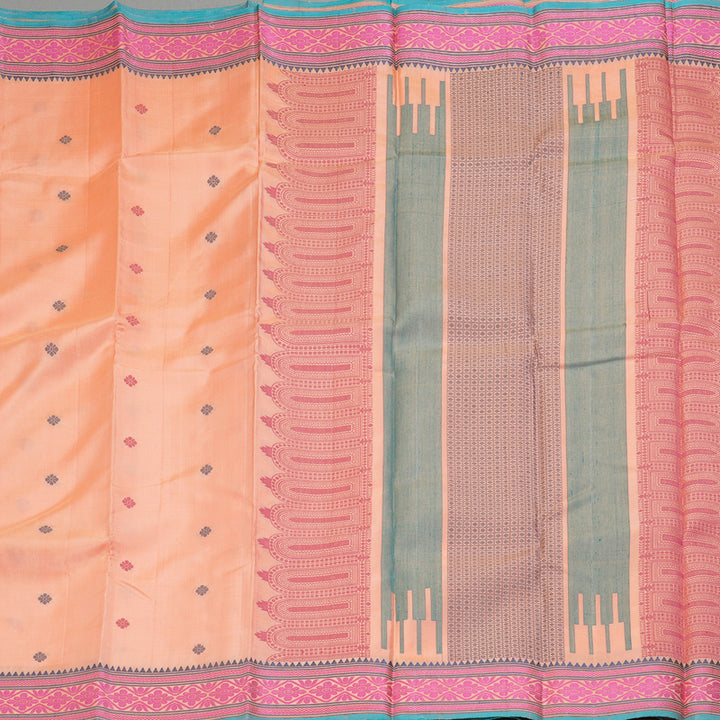 Hayagrivas Handloom Peach Orange Kanjivaram Silk Saree KBE2345B8-5