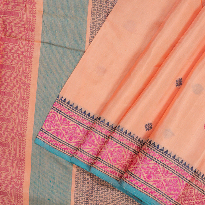 Hayagrivas Handloom Peach Orange Kanjivaram Silk Saree KBE2345B8-5