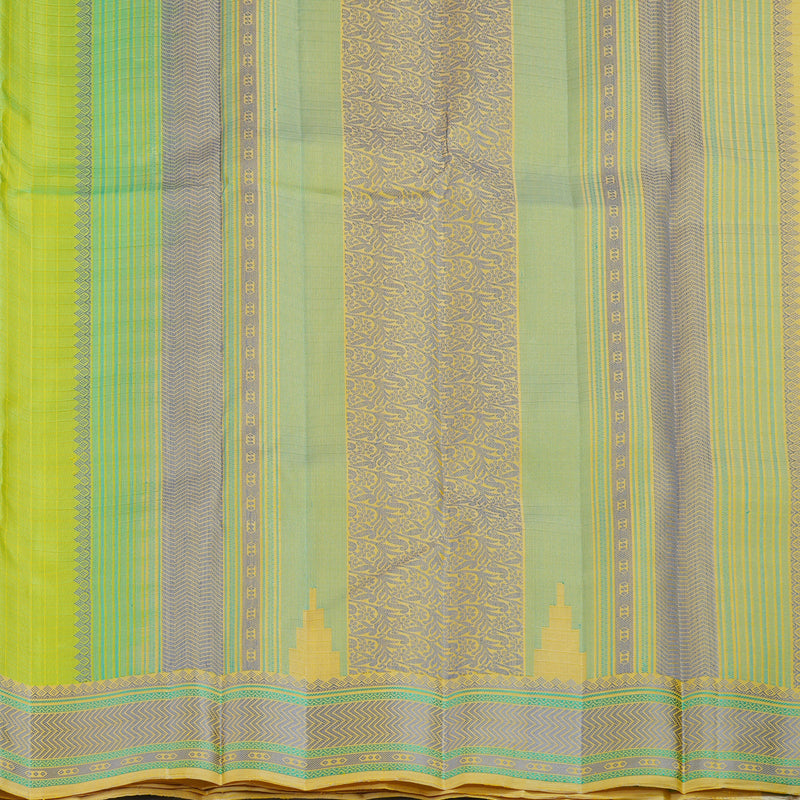 Hayagrivas Handloom Neon Green Kanjivaram Silk Saree with Pale Yellow Border KBE2345B9-5