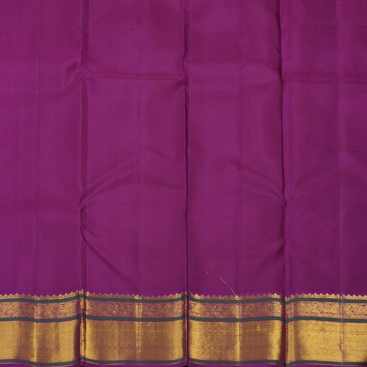 Hayagrivas Handloom Yellow Kanjivaram Silk Saree with Purple Border KBE2349B1-9