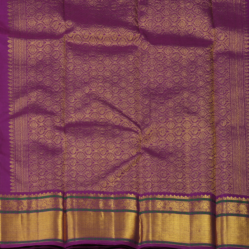 Hayagrivas Handloom Yellow Kanjivaram Silk Saree with Purple Border KBE2349B1-9
