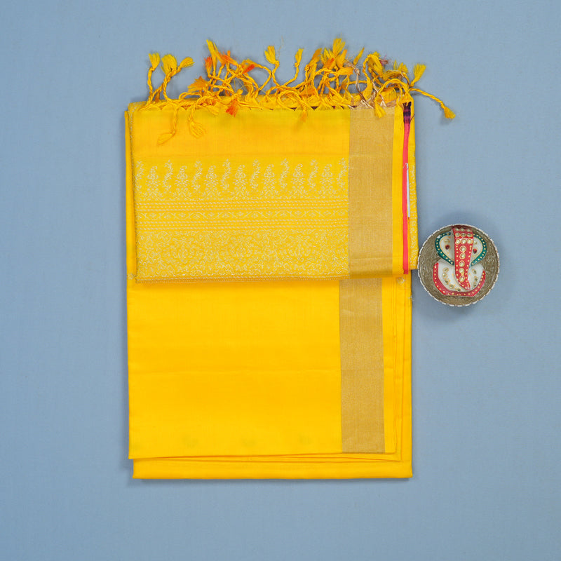 Hayagrivas Yellow Handloom Soft Silk Saree KBE234D1-11