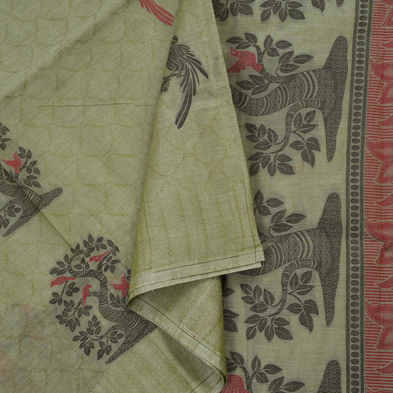 Hayagrivas Handloom Pure Cotton Saree in Luxurious Elaichi Green KBE234D4-3