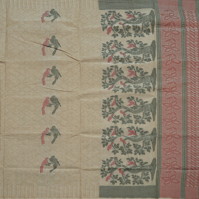 Hayagrivas Handloom Pure Cotton Saree in Classic Sandal KBE234D4-4