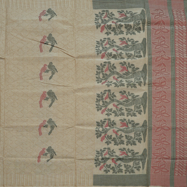 Hayagrivas Handloom Pure Cotton Saree in Classic Sandal KBE234D4-4