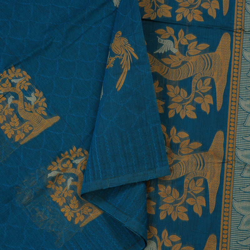 Hayagrivas Handloom Pure Cotton Saree in Enchanting Dark  Blue KBE234D4-5