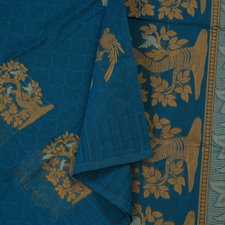 Hayagrivas Handloom Pure Cotton Saree in Enchanting Dark  Blue KBE234D4-5