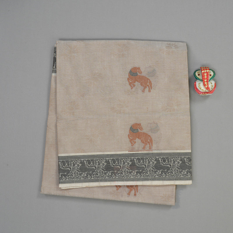 Hayagrivas Handloom Pure Cotton Saree in Tranquil Beige KBE234D5-1